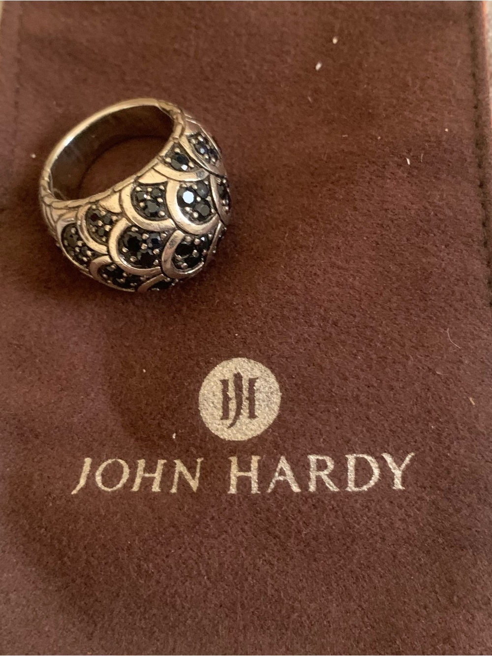 John Hardy Silver Naga Ring with Black Accents